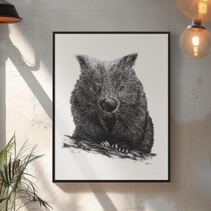 Wombat Art Print, A1 Australian Animal Artwork, Wildlife Decor, 594mm x 841mm
