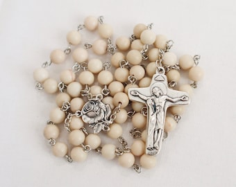 Refuge of Sinners | Catholic &quot;Refuge&quot; Rosary | Sorrowful Mother | Our Lady of Fatima | White fossil stones