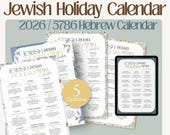 2026 Jewish Holiday Calendar: Biblical Feasts Guide (Digital Print)