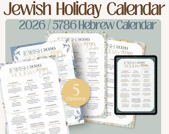 Calendario de festividades judías 2026: Guía de fiestas bíblicas (impresión digital)