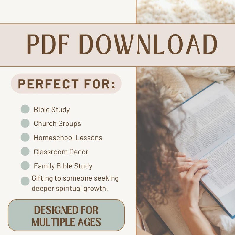 Perfect for Bible Study, Church Groups, Homeschool lessons, Classroom Decor, Family Bible Study, Gifting, VBS, and Sunday Schools