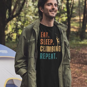 T シャツ クライミング パーカー 彼へのプレゼント 彼女へのプレゼント T シャツ レター パーカー プレゼント T シャツ 食べる、眠る、登山する、繰り返す。