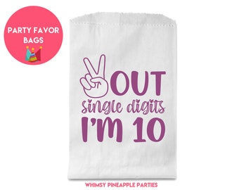 Peace Out Single Digits Favor Bags, Double Digits, Candy Bar, Dessert Bar Party, Dessert Bag, PEACE OUT, 10th Birthday