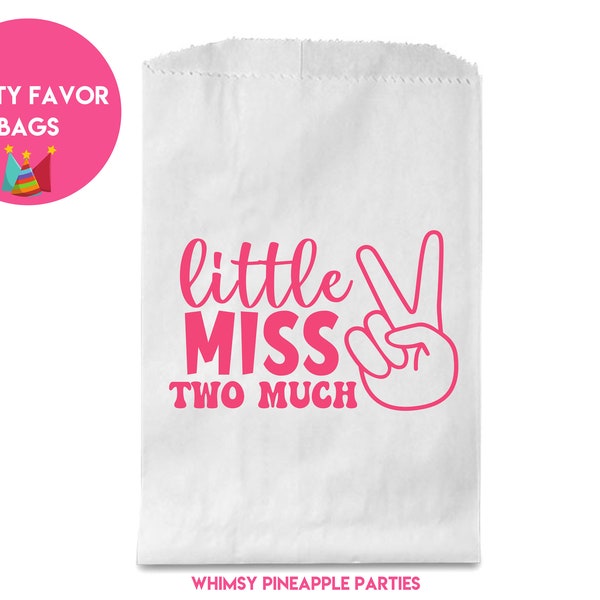 Little Miss Two Much Favor Bags, Ax, Candy Bar, Wedding, Dessert Bar Party, Dessert Bag, TWO MUCH, 2nd Birthday