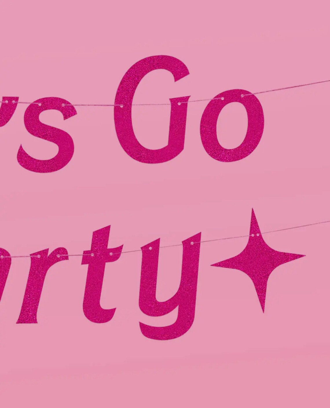 Lets Go Party Banner, Pink, Barbie Party, Come on Barbie, Pink Sparkle Lettering, Xofetti, 5 Ft