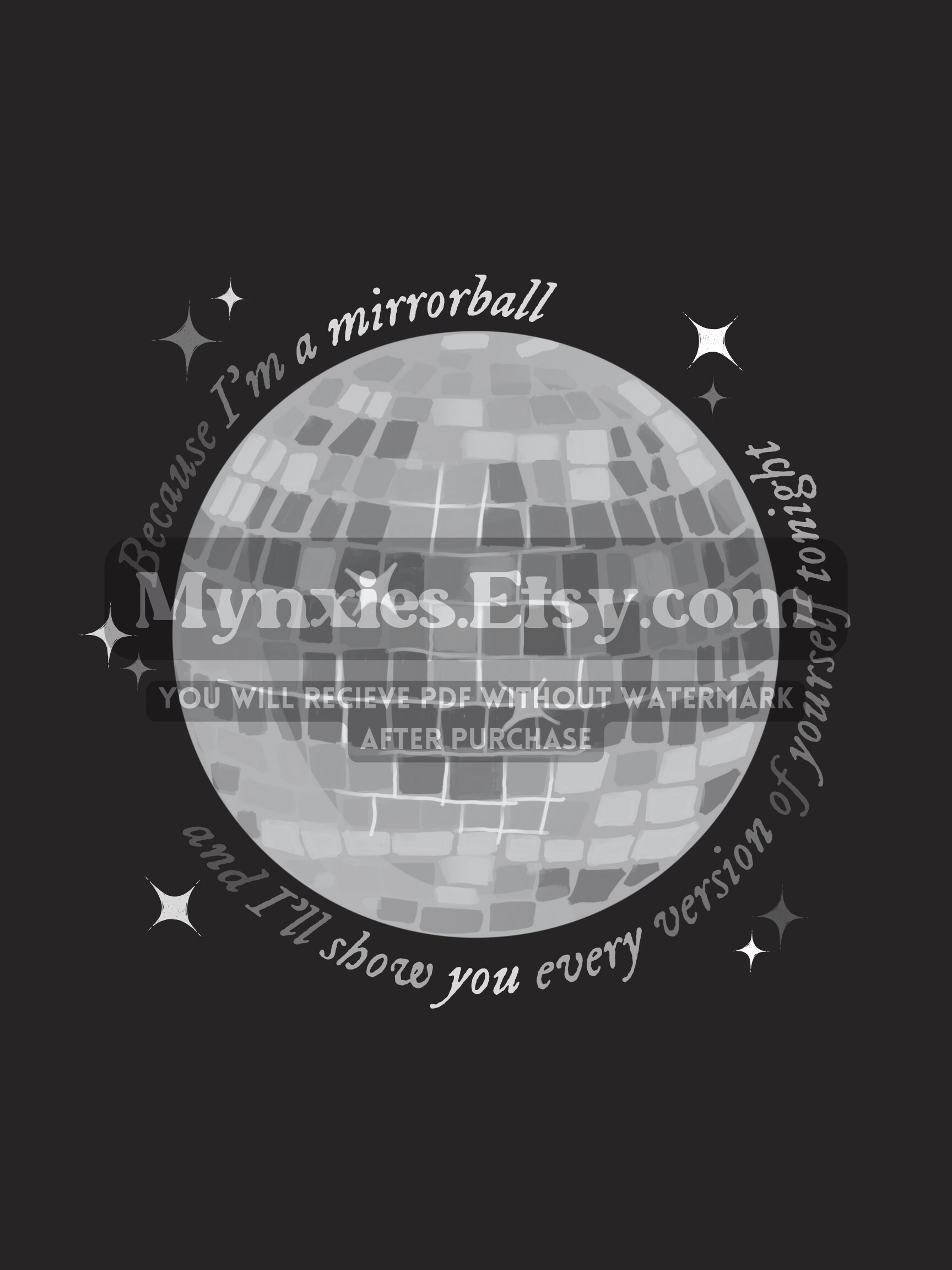 Mirrorball Digital Download, Taylor Folklore Wall Print Quote