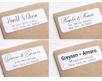 250 Custom Return Address Labels, Clear, White, Gold, Silver Roll Stickers (2 x 0.75")