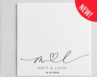 Heart Custom Printed Wedding Napkins | Personalized Paper Napkins | Elegant Cocktail Napkins | Reception & Rehearsal Dinner Decor