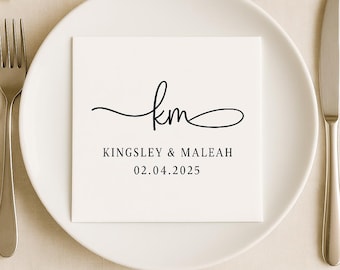 Elegant Personalized Wedding Cocktail Napkins | Monogrammed Reception Decor