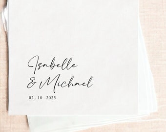Elegant Personalized Wedding Napkins | Modern Rehearsal Dinner Decor