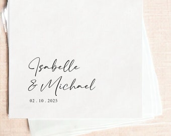 Personalized Wedding Napkins | Cocktail Napkins | Rehearsal Dinner Napkins | Elegant Beverage Napkins | Black and White Napkins