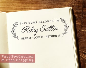 Custom Library Stamp: Personalized Book Stamp, Self-Inking Option