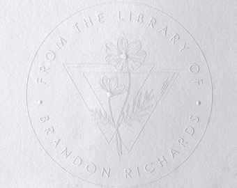 Personalized Book Embosser: Floral Library Book Plate