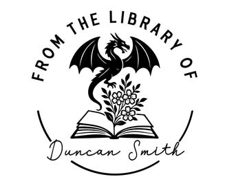 Dragon Ex Libris Stamp, Custom Library Book Embosser, Book Lover Gift