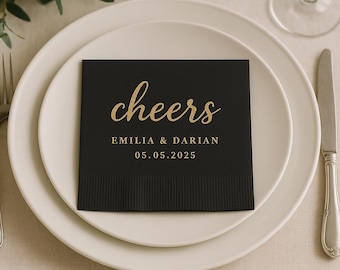 BEST SELLING Custom Wedding Napkins Personalized | Custom Cocktail Napkins | Wedding Reception Decor | Modern Rehearsal Dinner Napkins