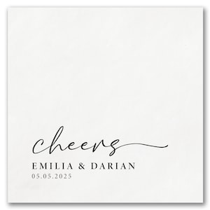 Personalized Wedding Napkins Cocktail Napkins Rehearsal Dinner Napkins Elegant Beverage Napkins Black and White Napkins image 2