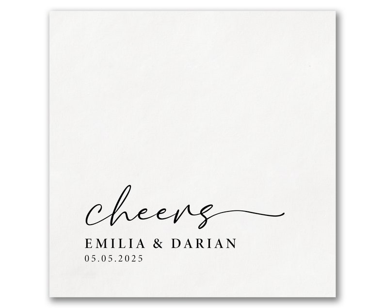 Personalized Wedding Napkins Cocktail Napkins Rehearsal Dinner Napkins Elegant Beverage Napkins Black and White Napkins image 2