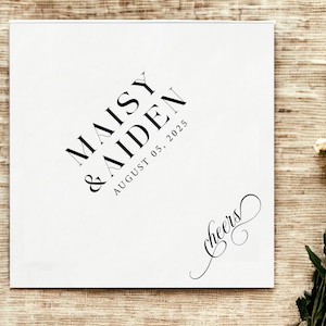 Best Seller Personalized Wedding Napkins | Custom Napkins | Wedding Reception Napkins | Cocktail Napkins | Rehearsal Dinner | Modern Napkins