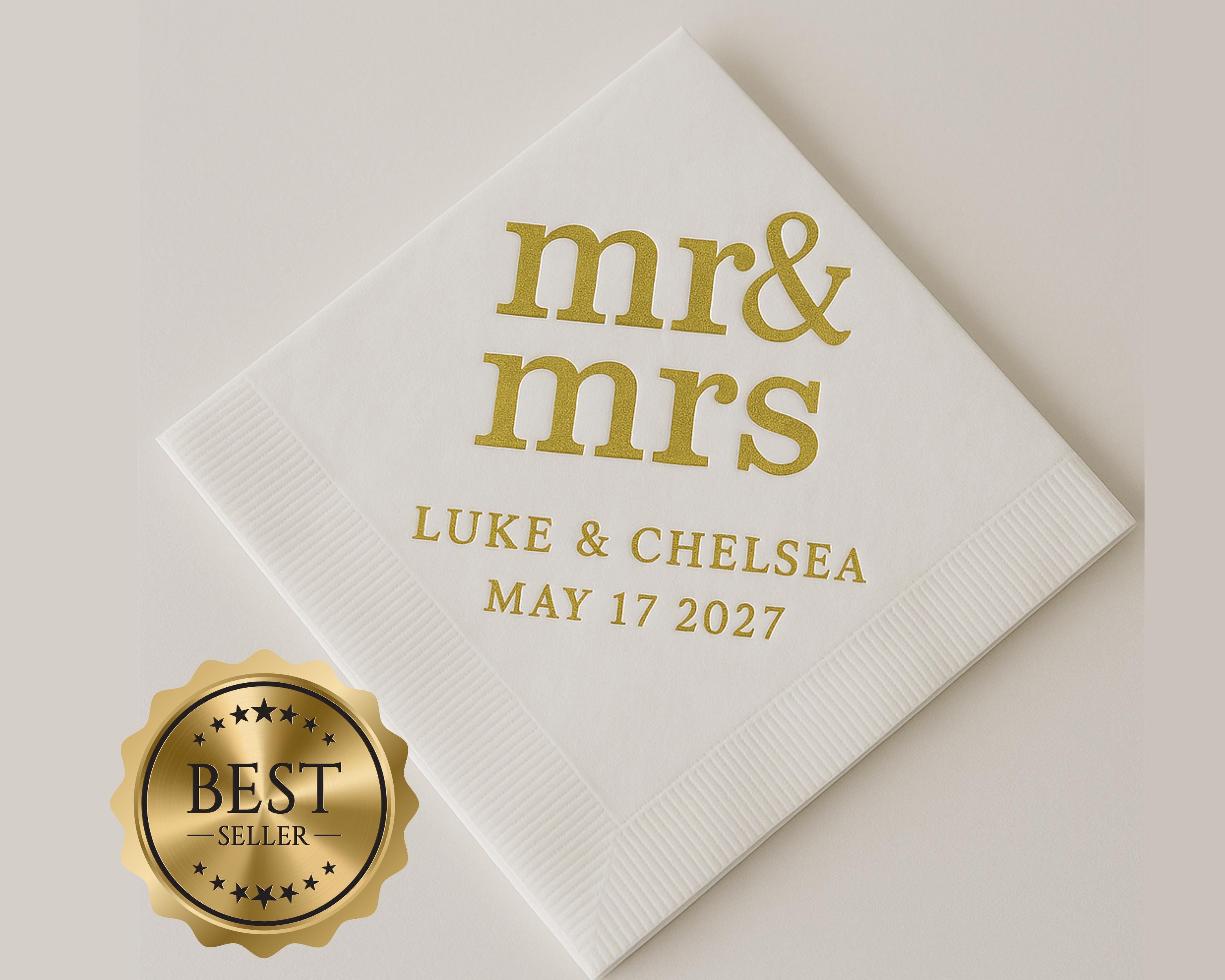 NEW Personalized Foil Wedding Napkins | Custom Napkins | Wedding Reception Napkins | Cocktail Napkins | Rehearsal Dinner | Modern Napkins