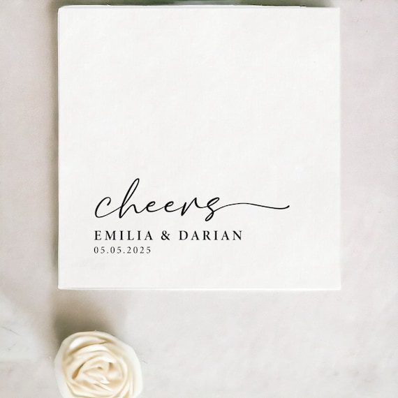 Personalized Wedding Napkins | Custom Napkins | Wedding Reception Napkins | Cocktail Napkins | Rehearsal Dinner | Modern Napkins