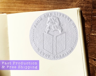 Book Embosser Personalized | From the Library of Stamp | Ex Libris Stamp | Rubber Stamp, Self Inking Stamp or Embosser |