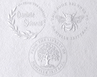 Personalized Book Embosser: Custom Bee Design Library Stamp