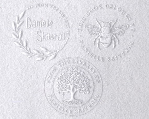 Personalized Book Embosser: Custom Bee Design Library Stamp