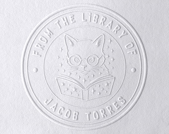 Custom Cat Library Embosser – Personalized From the Library Of Seal – Cute Cat Gift for Bookworms