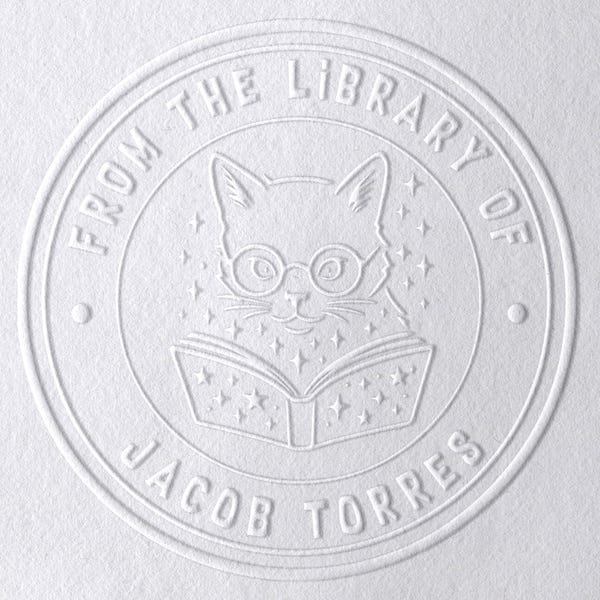 Custom Cat Library Embosser – Personalized Book Seal, Gift for Bookworms