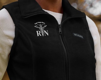 Personalized RN Vest nurse gift Personalized Nurse Fleece Vest Nurse Jacket Custom Nurse graduation gift Custom RN embroidered fleece Vest