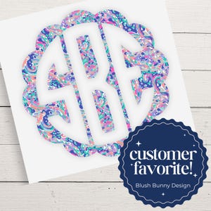 Custom Monogram Vinyl Decal Personalized Name Sticker for Laptop Tumbler Car Window Water Bottle Custom Initial Vinyl Label Gift Tag