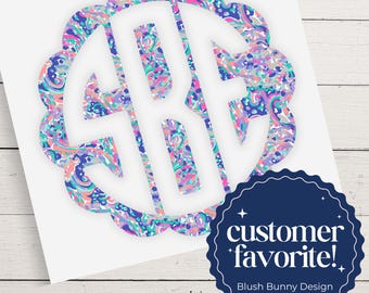Custom Monogram Vinyl Decal Personalized Name Sticker for Laptop Tumbler Car Window Water Bottle Custom Initial Vinyl Label Gift Tag