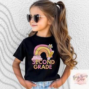 Terug naar school-shirt First Day of School-shirt Leuk shirt voor basisschoolmeisje Rainbow schooloutfit gepersonaliseerd shirt basisschool