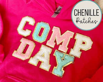 Cheer Sweatshirt Comp Day Patch Sweatshirt Youth Hooded Chenille Patch Cheer Competition Sweatshirt Cheer Apparel Competitive Cheer Shirt