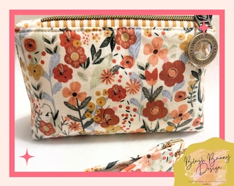 Floral wristlet with matching key FOB Cute Bag and Wristlet Set Floral Pouch and Key FOB Gift for Teacher Best Friend Gift Fall Floral Bag