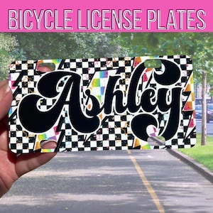 Personalized Kids Bike License Plate Custom Bicycle Name Tag Cute Birthday Gift Idea for Girl Name Plate for Scooter Trike or Bike Gift Xmas