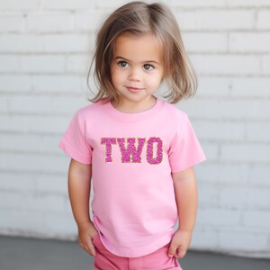 Chenille Patch Birthday Sweatshirt: Pink gold Glitter Letter Applique bubble romper sweatsuit