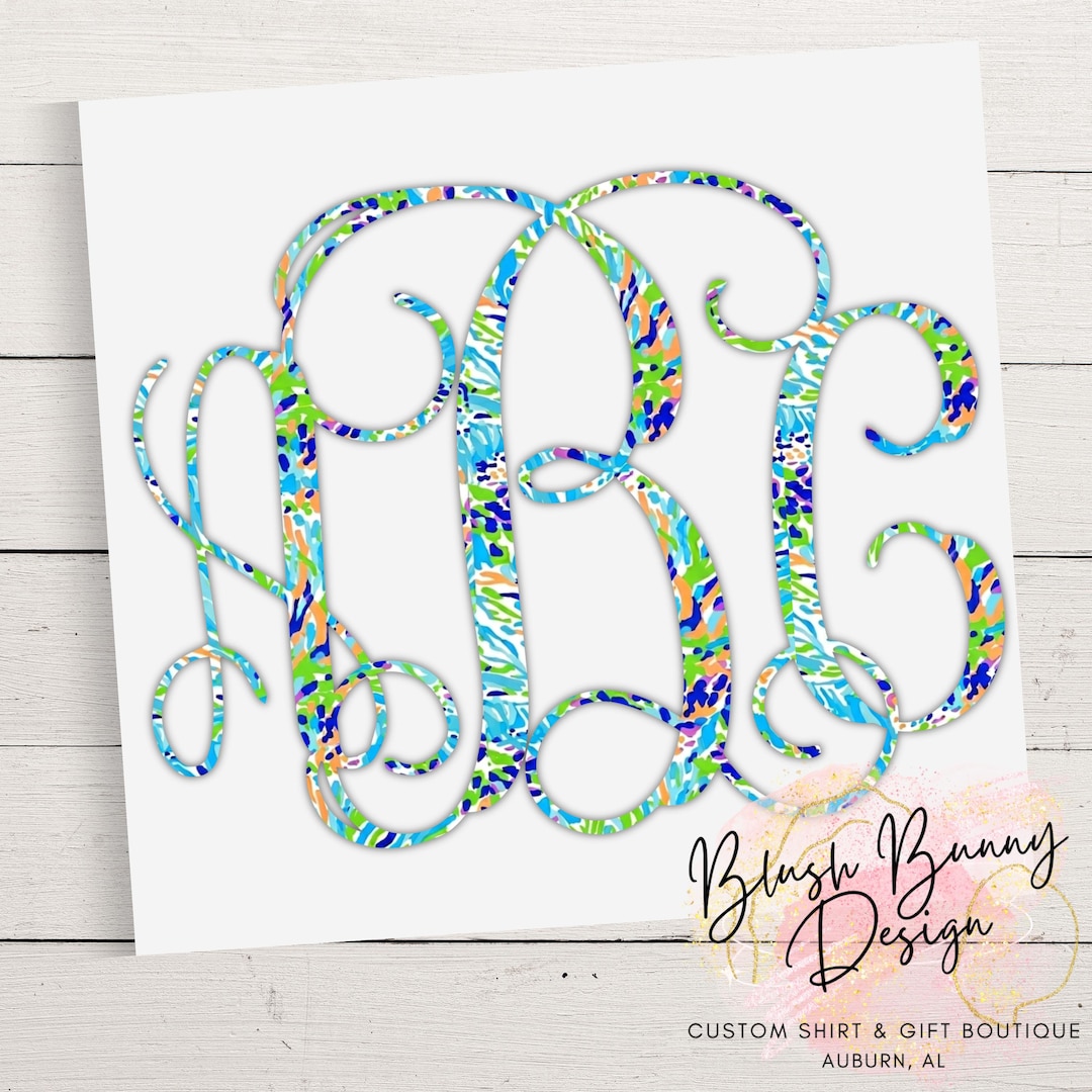 Left Side Intital R Interlocking Initals Custom Interlocking Monogram Vinyl Decal | Personalized Initial Sticker ...