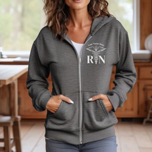 Nurse Graduation Gift Personalized nurse jacket Zippered sweatshirt Personalized RN Jacket Nurse Custom Zip Up Nurse Gift Mom Daughter Wife