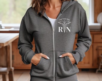 Nurse Graduation Gift Personalized nurse jacket Zippered sweatshirt Personalized RN Jacket Nurse Custom Zip Up Nurse Gift Mom Daughter Wife