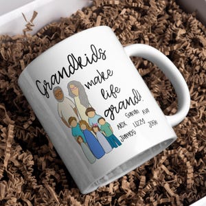 Personalized Grandparent Mug: Grandkids Names, Custom Coffee Cup