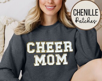 Cheer Mom Sweatshirt Chenille Patch Shirt Mom Cheer Sweatshirt Varsity Patch Mom Comp Day sweatshirt Gift for Cheer Mom Squad Shirt