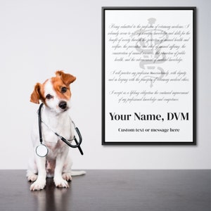 Veterinarian Graduation Gift Vet Office Decor Veterinarian Oath Keepsake for Graduation Custom vet graduation present Vet school gift custom