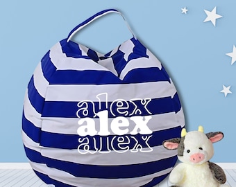 Stuffed Animal Storage Bag with Name Kids Toy Storage Personalized Kids Chair Stuffed Animal Bean Bag Chair for Kids Toddler Room Organizer