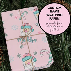 Personalized Wrapping Paper Christmas Santa Gift Wrap with Name Custom Wrapping Paper for Kids Custom Christmas Wrapping Paper Holiday Gift