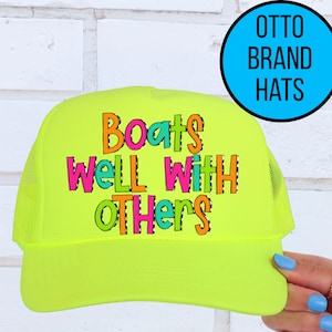 Fun Neon Trucker Hat Summer Beach Hat Mens Womens Lake Hat Boating Hat Party Hat Colorful Retro Hat Gift for Boaters Vacation Hat Lake Life