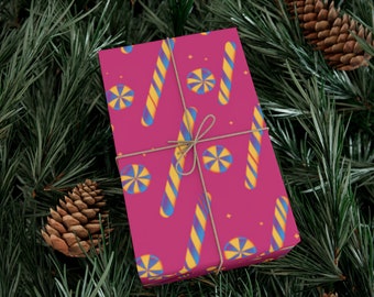 Christmas Gift Wrap, Modern Candy Cane Wrapping Paper, Holiday Gift Wrap, Wrapping Paper Rolls, Winter Birthday, Eco Friendly