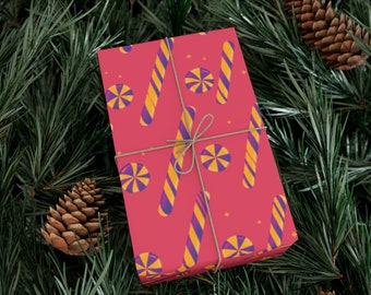 Christmas Gift Wrap, Modern Candy Cane Wrapping Paper, Holiday Gift Wrap, Wrapping Paper Rolls, Winter Birthday, Eco Friendly