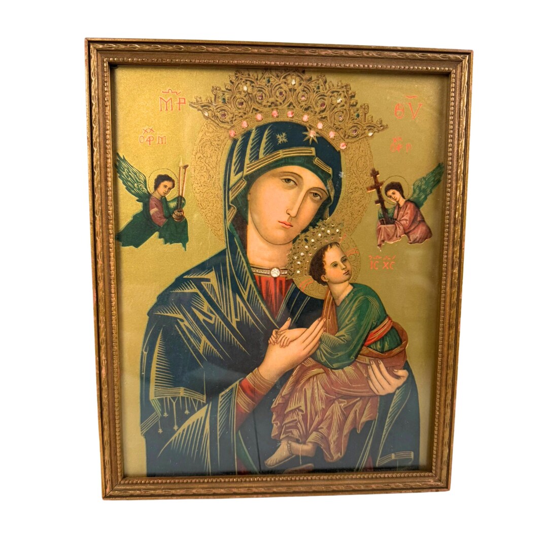 Antique Our Lady of Perpetual Help • Early 1900s Framed Religious Print ...