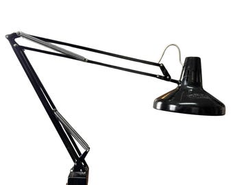 Vintage Luxo Architect Lamp – Black Metal Adjustable Task Lamp – Mid Century Industrial Desk Light
